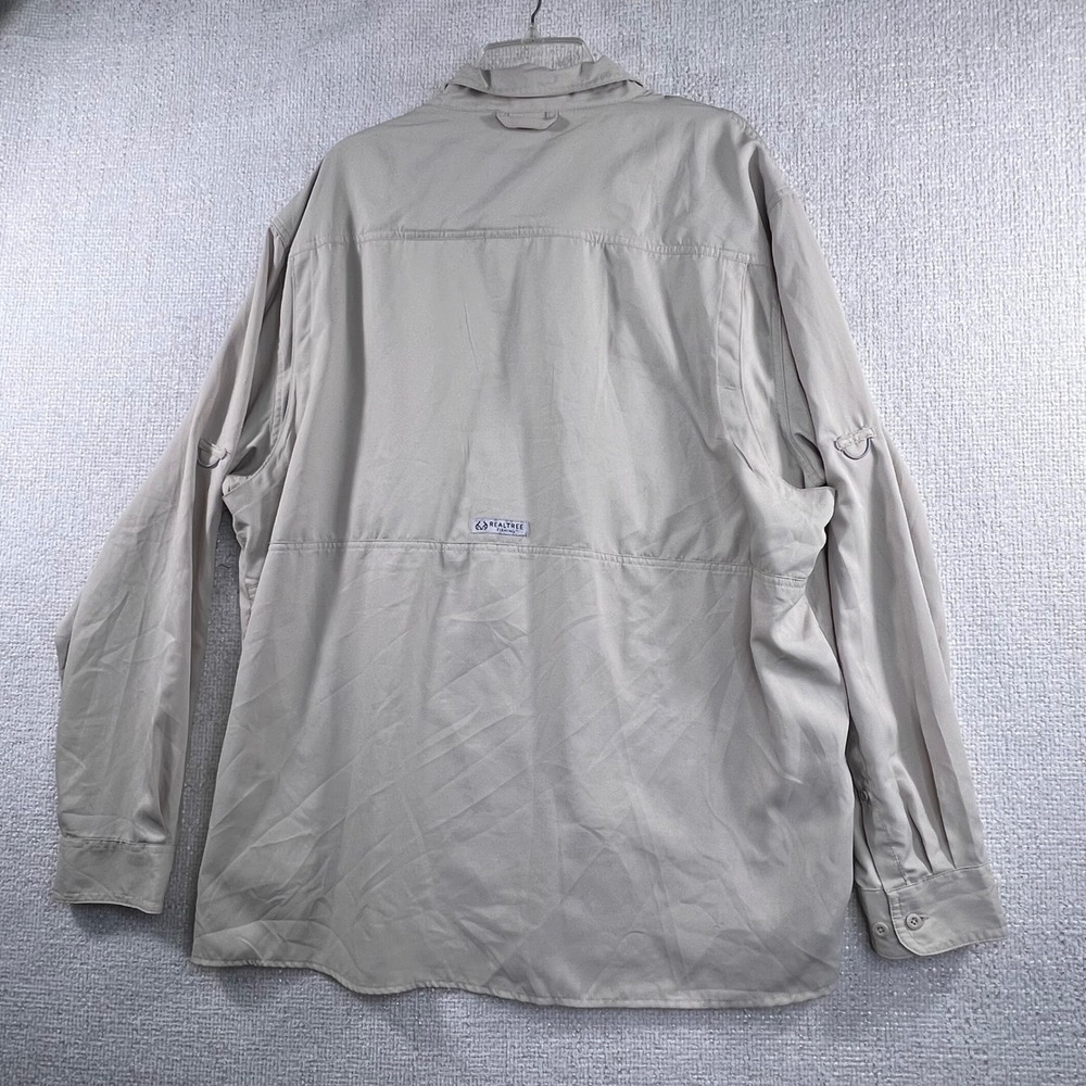 Realtree Fishing Long Sleeve Sun Shirt‎ Tan Mens 2XL Vented Pockets Performance - Picture 10 of 12